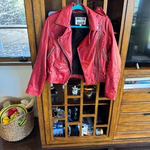 Walter Baker Red Leather Moto Sports Jacket